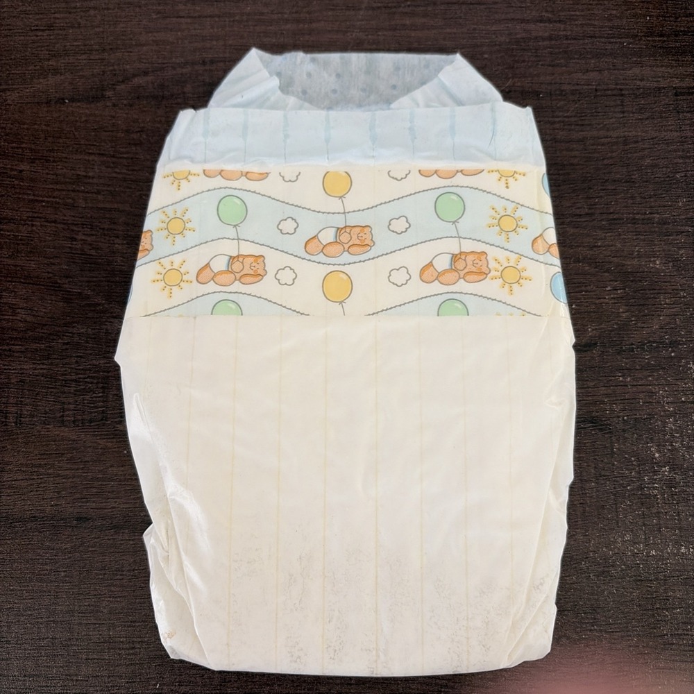 1 Vintage Pampers Diaper 80's 1987 Baby Teddy Bears And Balloons Newborn Plastic